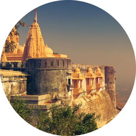 Ornately carved Gujarat temple monument for India luxury trips