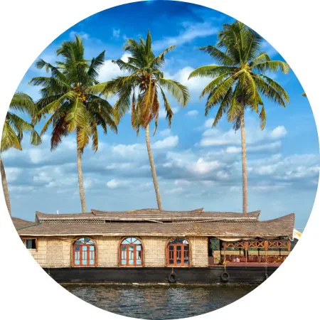 Malayalam-style floating backwater cottage in Kerala, perfect for india luxury tours