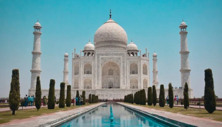 Taj Mahal Agra - romantic monument and central attraction in India's Golden Triangle