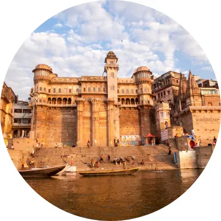 Varanasi ghats on the Ganges, spiritual riverside destination for india luxury tours